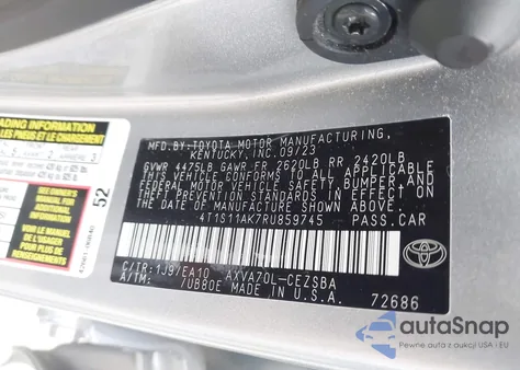 2024 Toyota Camry Se из США, поврежденный, VIN 4T1S11AK7RU859745